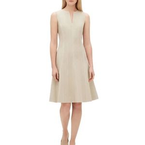 Lafayette 148 New York Rochelle Split-Neck Sleeveless Bi-Stretch Dress Size 6